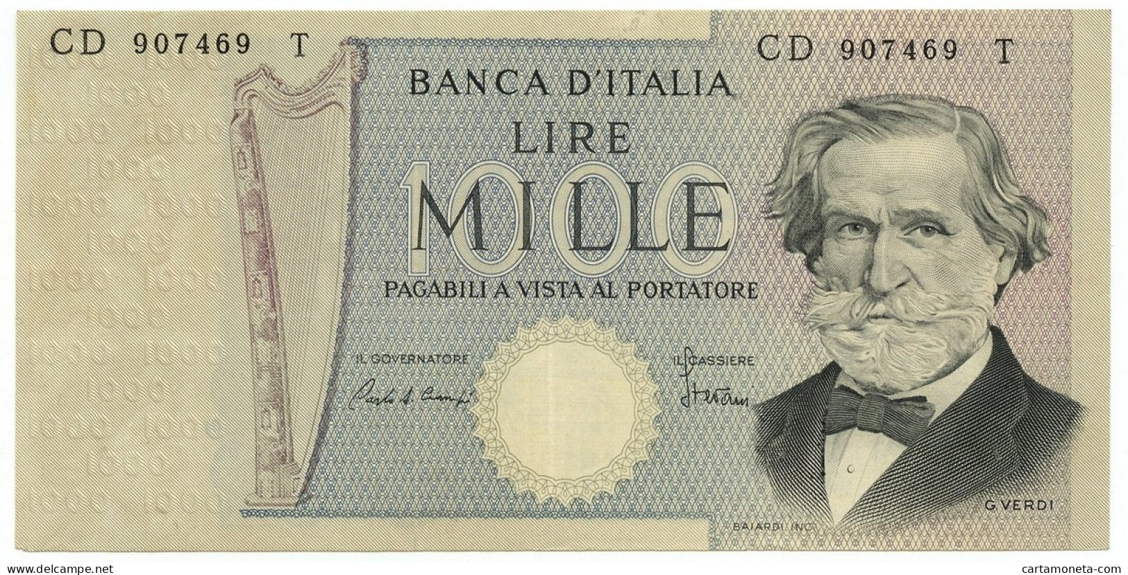 1000 LIRE ERRORE (MEDUSA ASSENTE) GIUSEPPE VERDI II TIPO MEDUSA 30/05/1981 QSPL - Altri & Non Classificati