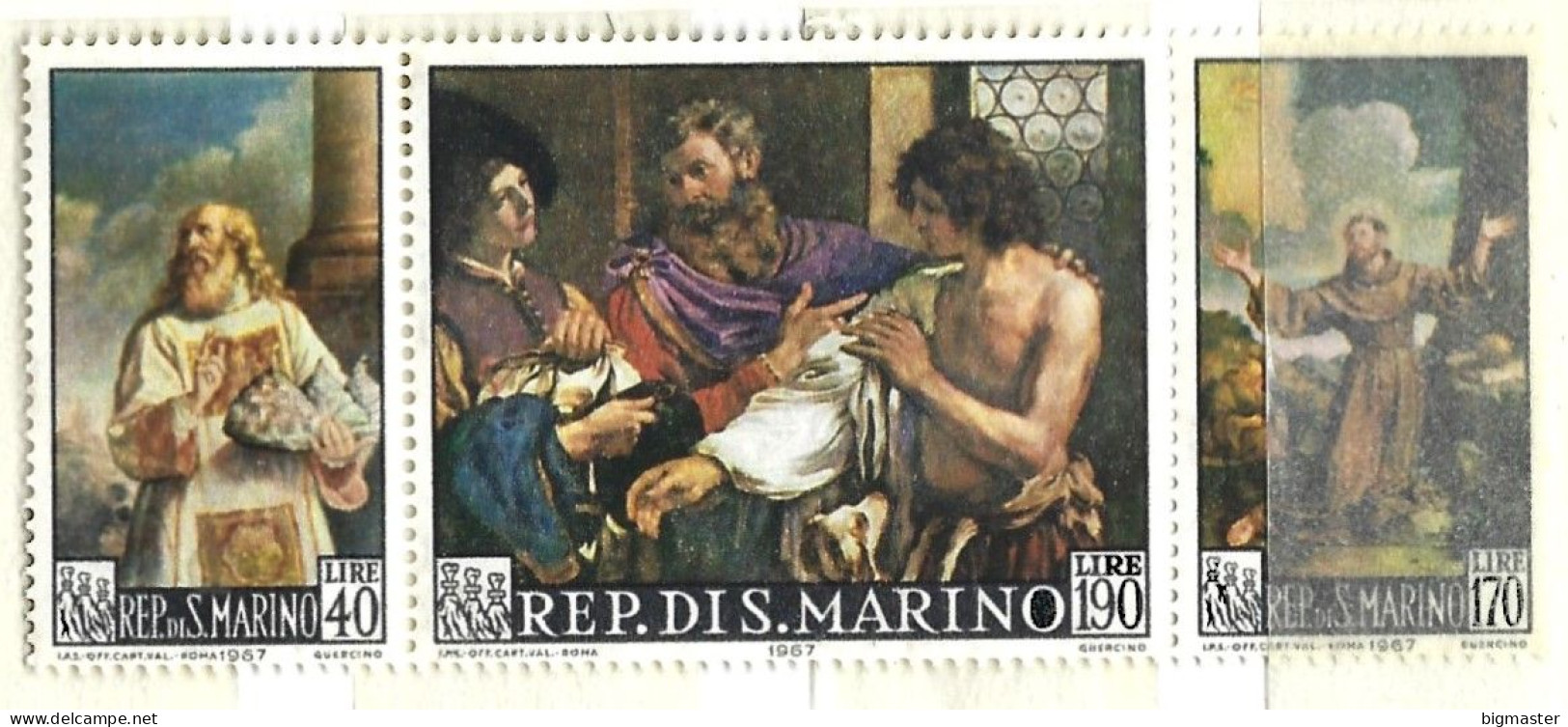 Rsm 1967 739-41 Guercino Trittico Nuovi - Neufs