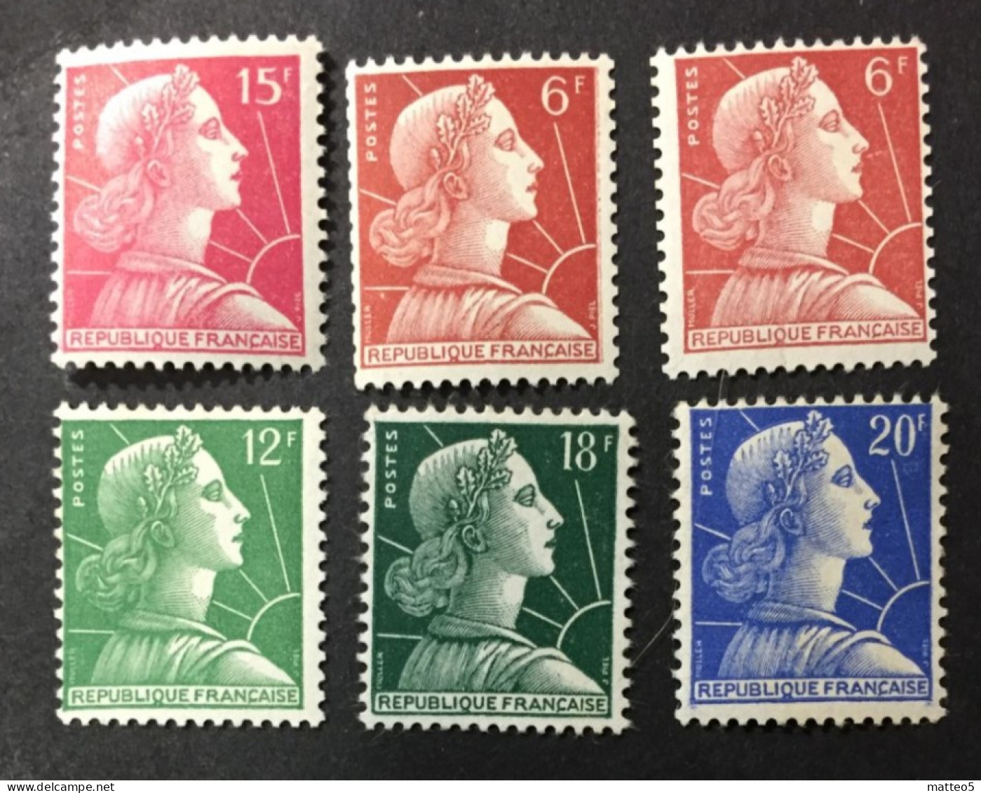 1955 /59  France - Liberty - Marianne De Muller - 6  Stamps Unused - 1955-1961 Marianna Di Muller