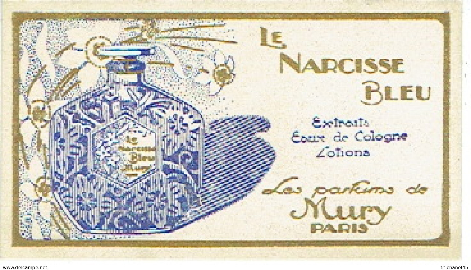 Rare Carte Parfum LE NARCISSE BLEU De MURY - Anciennes (jusque 1960)