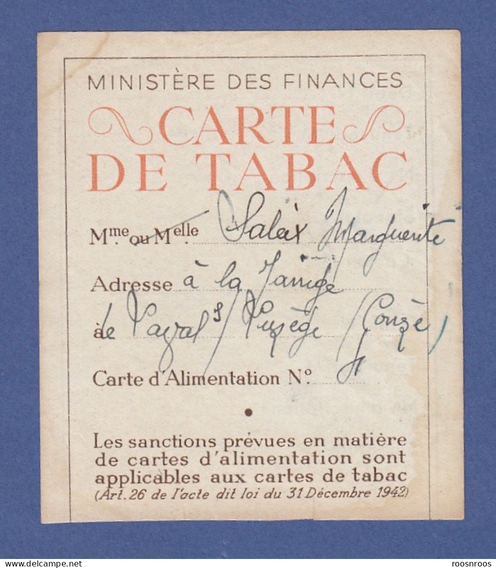 VIEUX PAPIERS - RESTRICTIONS - CARTE DE TABAC - LAVAL SUR LUSEGE CORREZE  -SALAX - Documentos