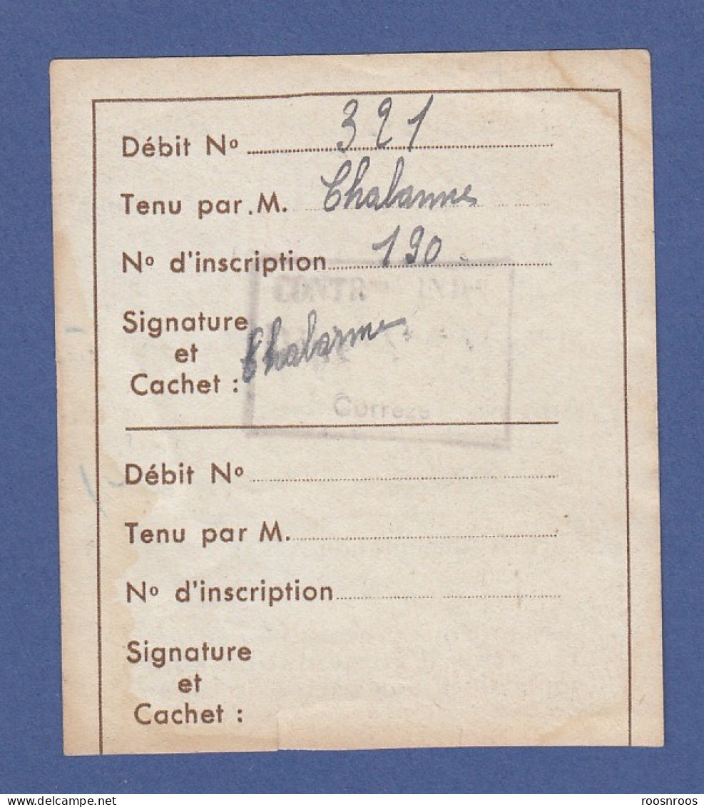 VIEUX PAPIERS - RESTRICTIONS - CARTE DE TABAC - LAVAL SUR LUSEGE CORREZE  -SALAX - Documentos