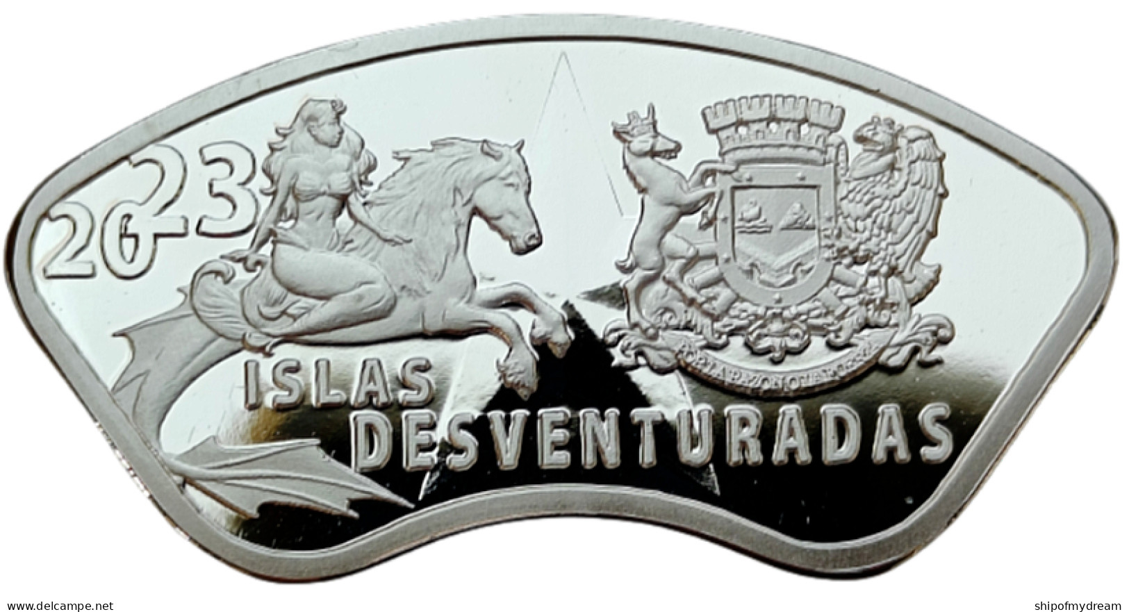 Chile, Islas Desventuradas 5000 Pesos 2023. Sailing Ship. Woman On Horse. Arms. P/L. Low Mint. - Chili