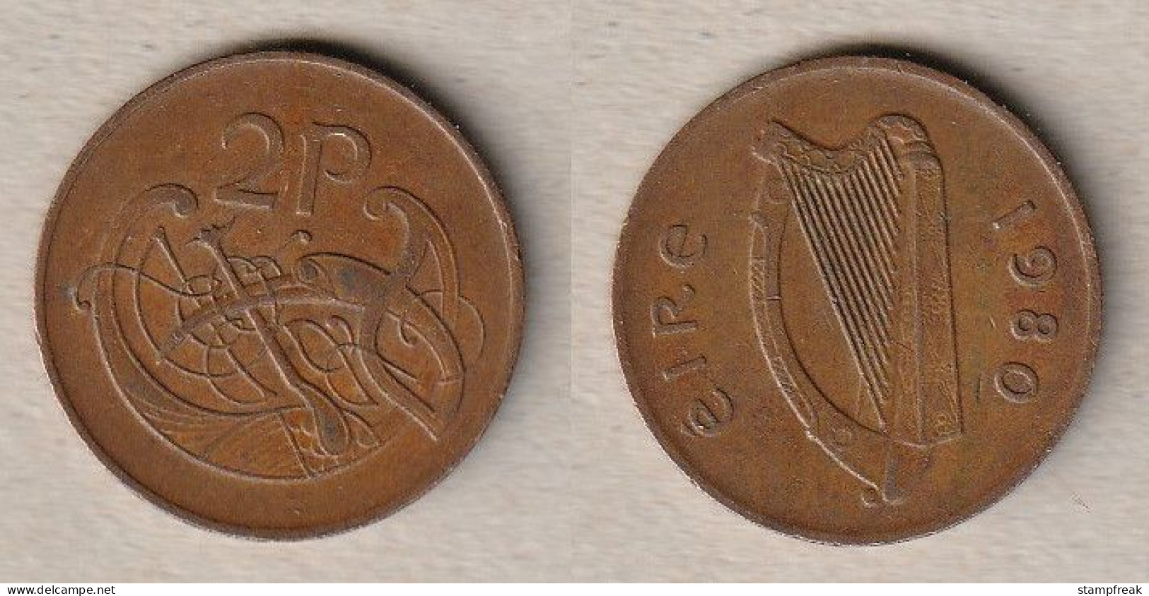 00704) Irland, 2 Pence 1980 - Irlande