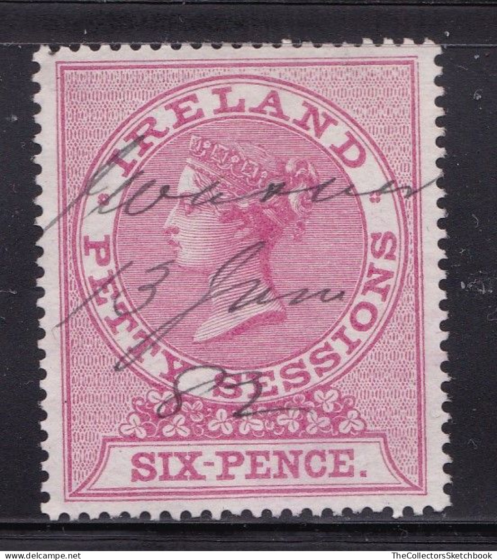 Ireland Petty Sessions 6d Red Perf  14 No Watermark , Barefoot 3B, Good Condition - Used Stamps