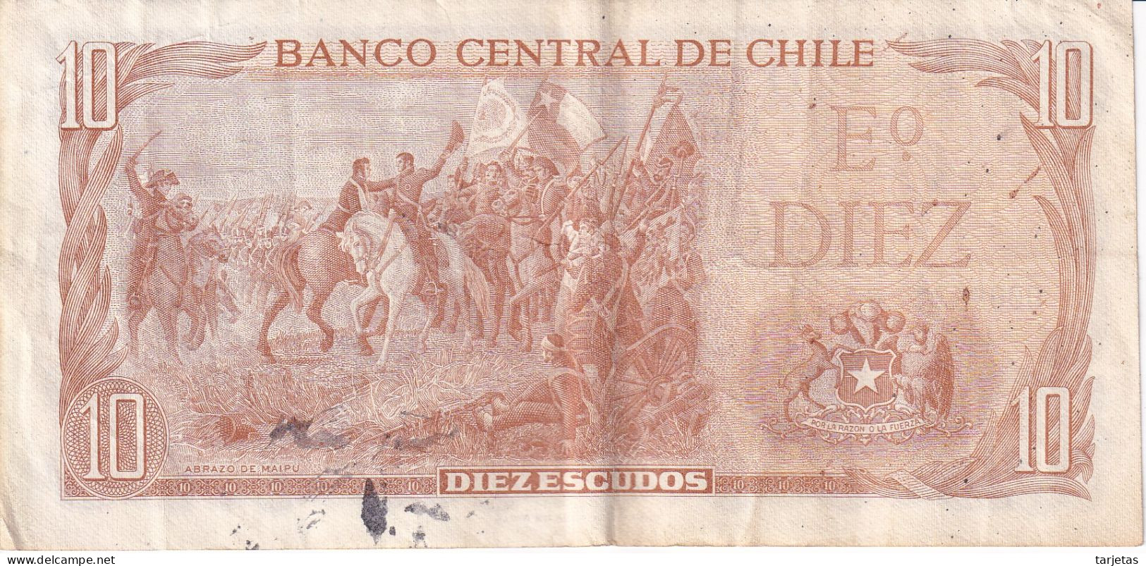 REPLACEMENT - BILLETE DE CHILE DE 10 PESOS DE BALMACEDA DEL AÑO 1970  (BANKNOTE) REEMPLAZO - Chili