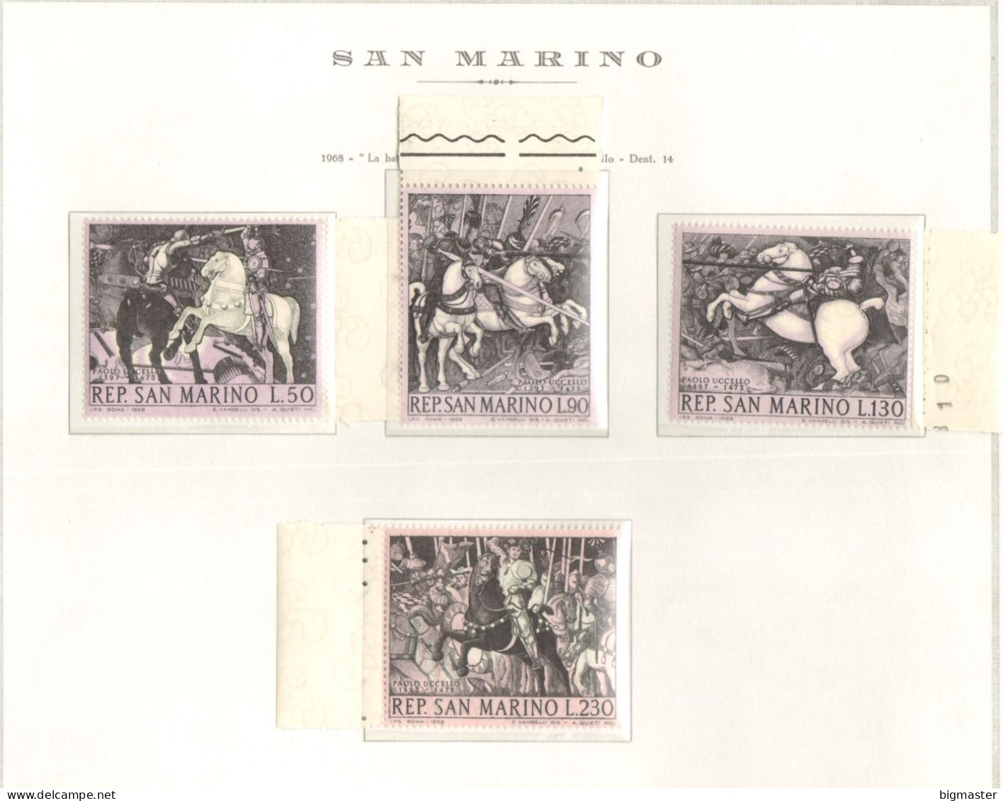 Rsm 1968 766-69  P. Uccello - La Battaglia Di San Romano Mnh** - Neufs