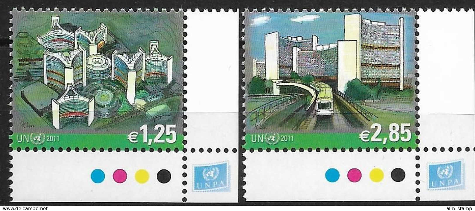 2011 UNO Wien Mi. 689-90 **MNH  Freimarken: UNO-Gebäude - Nuovi