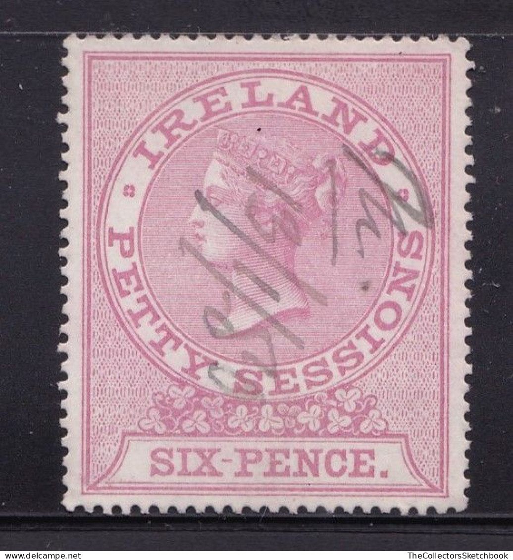 Ireland Petty Sessions 6d Red (perf 15 1/2) No Watermark , Barefoot 3A , Good Used - Oblitérés