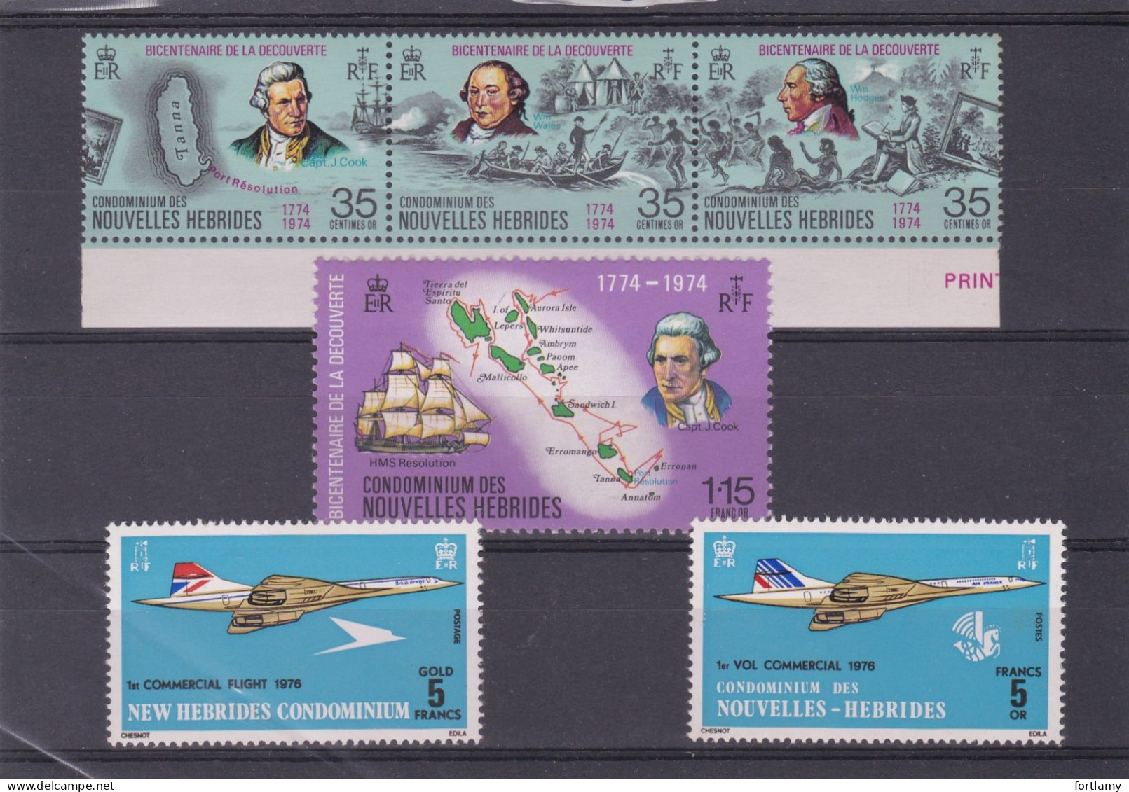 LOT 27 NOUVELLES HEBRIDES N°394-395-396-397-424-425 ** - Verzamelingen & Reeksen