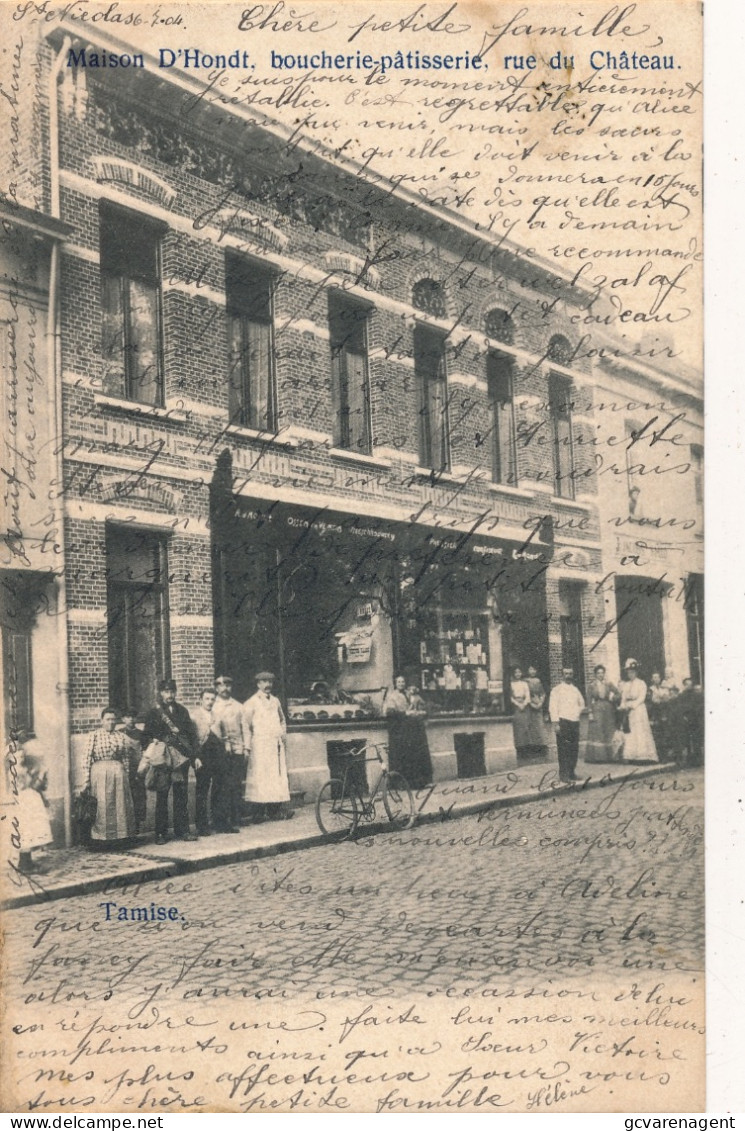 TAMISE  MAISON D'HONDT  BOUCHERIE PATISSERIE  RUE DU CHATEAU        2 SCANS - Temse