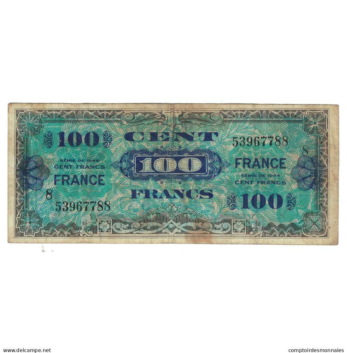 France, 100 Francs, 1944, 53967788, TTB, Fayette:VF25.04, KM:118a - 1945 Verso France