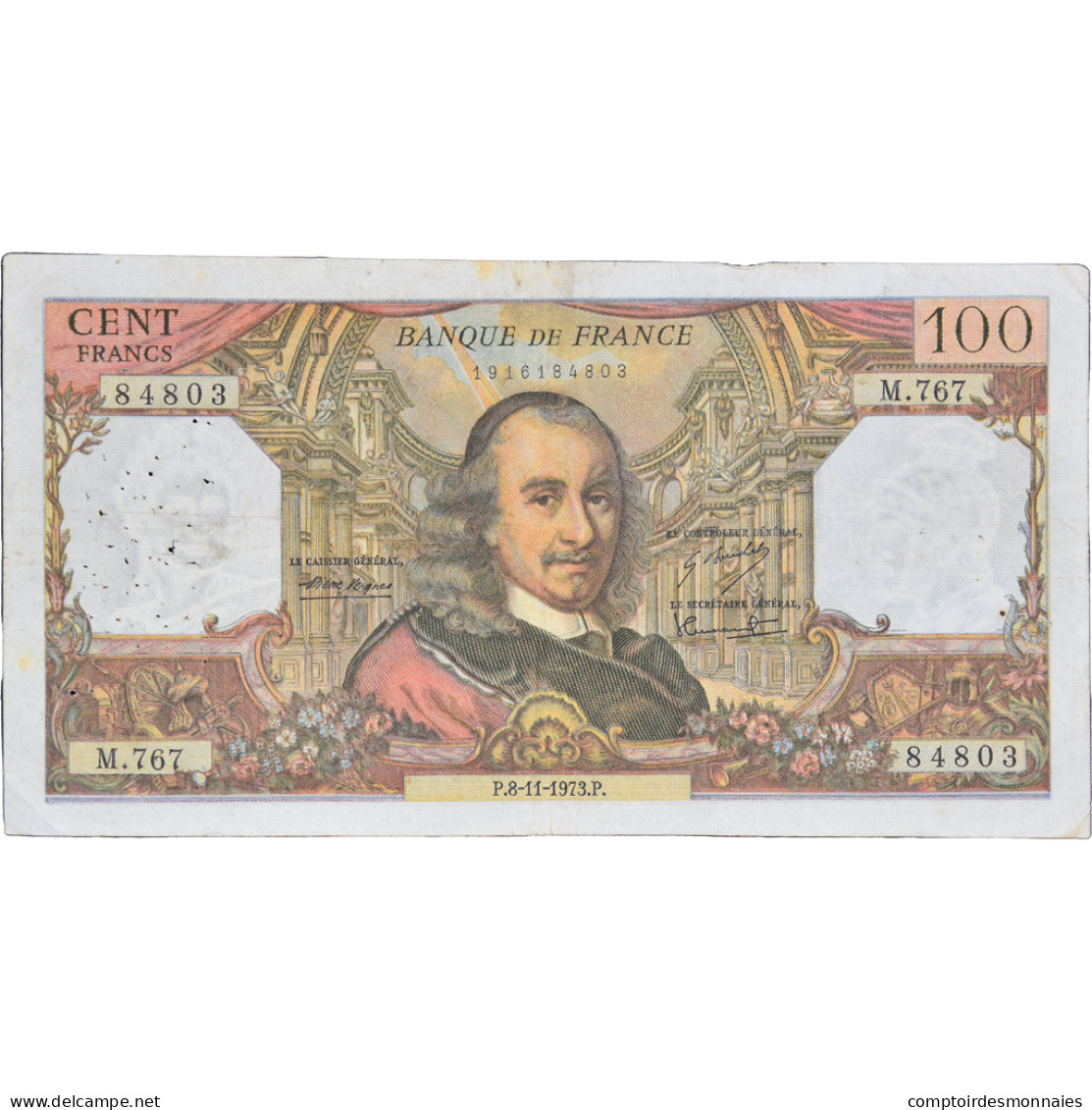 France, 100 Francs, Corneille, 1973, M.76784803, TB, Fayette:65.44, KM:149d - 100 F 1964-1979 ''Corneille''