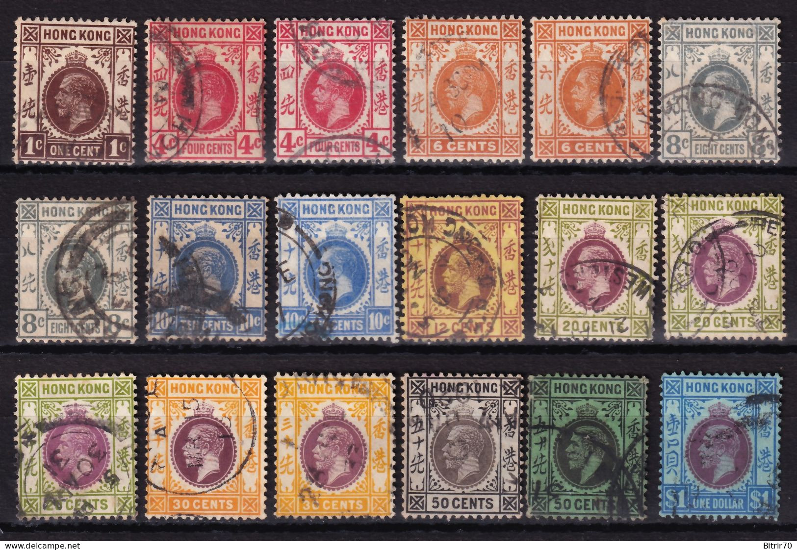 Hong Kong. 1912-21   Y&T. 99, 101, 102, 103, 104, 105, 106, 108, 109, 110 - Used Stamps