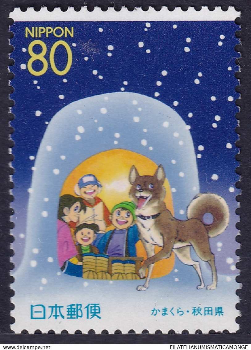 Japón 2001 Correo 3142 **/MNH Perro Y Niños En Una Choza. - Neufs