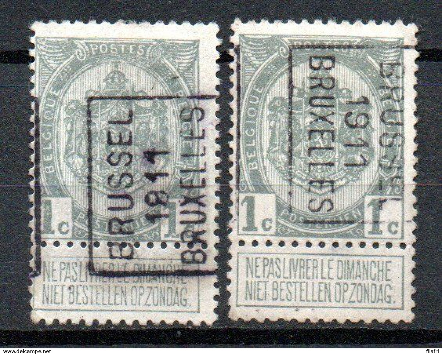 1433 Voorafstempeling Op Nr 81 - BRUSSEL 1910 BRUXELLES - Positie A & B - Roulettes 1910-19