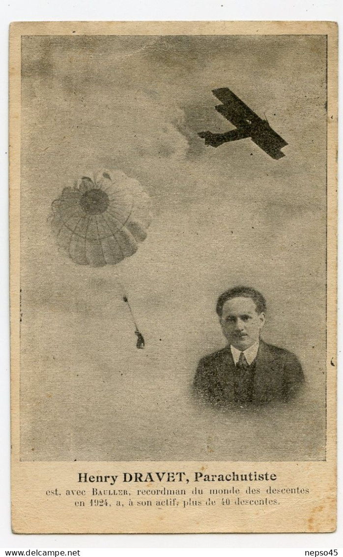 Henry Dravet Parachutiste Est Avec Bauller Recordman Du Monde Des Descentes En 1921 à Son Actif 40 Descente - Parachutespringen