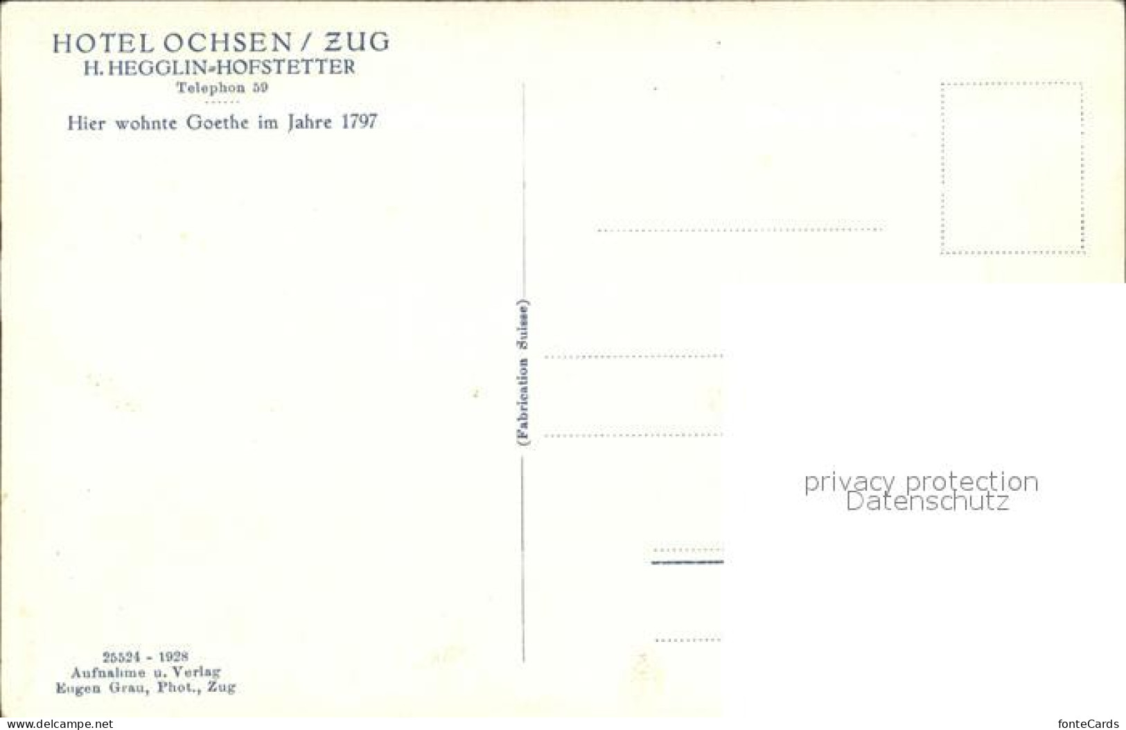 12321992 Zug  ZG Hotel Ochsen Kolinplatz  - Otros & Sin Clasificación