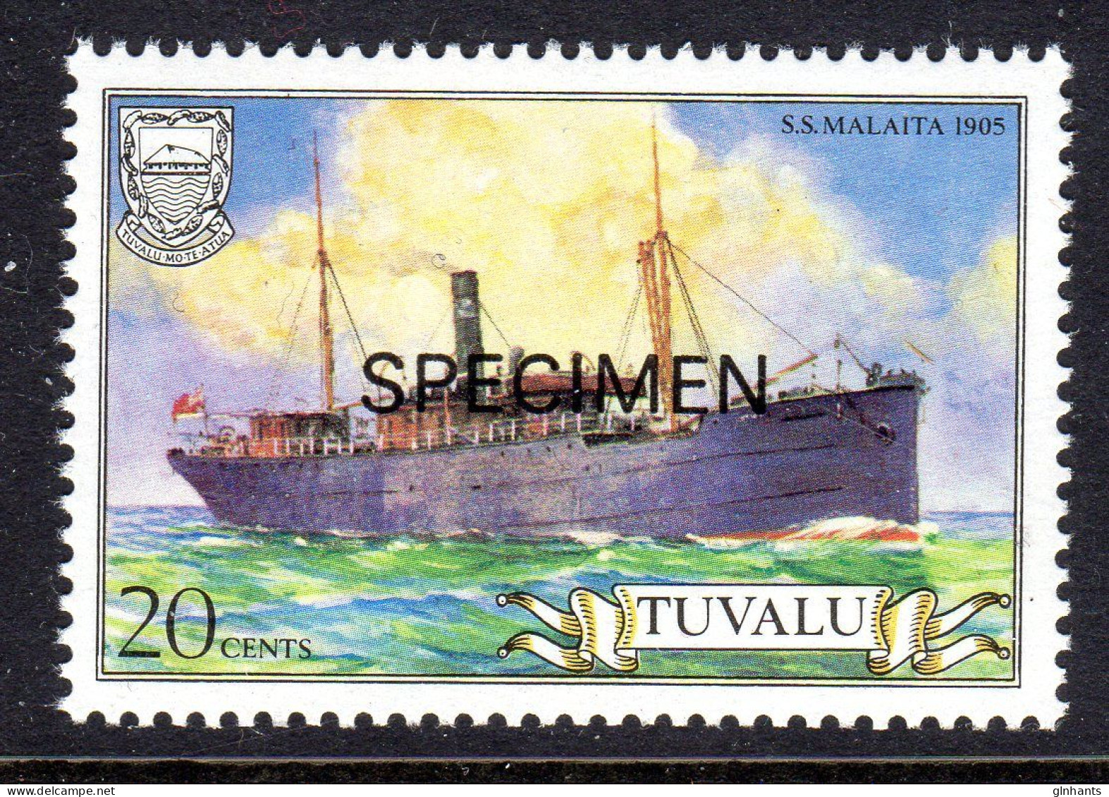 TUVALU - 1984 SHIPS 20c STAMP O/P SPECIMEN FINE MNH ** SG 236 - Tuvalu