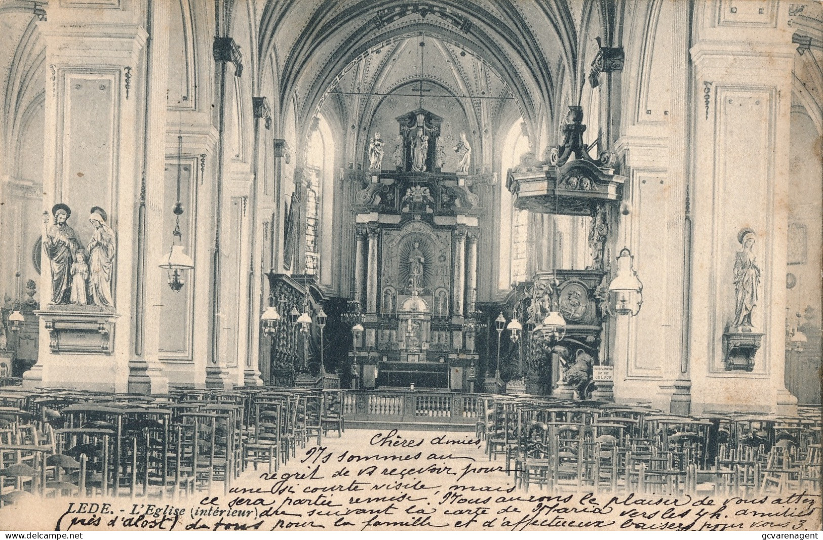 LEDE  L'EGLISE  INTERIEUR         2 SCANS - Lede