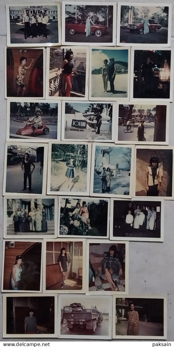 VIETNAM Lot 23 Photos Polaroïd Dancing Pin-up Guerre Enfant Voiture à Pédale Jouet Baptême Saigon Pagode Auto Camion - Asien