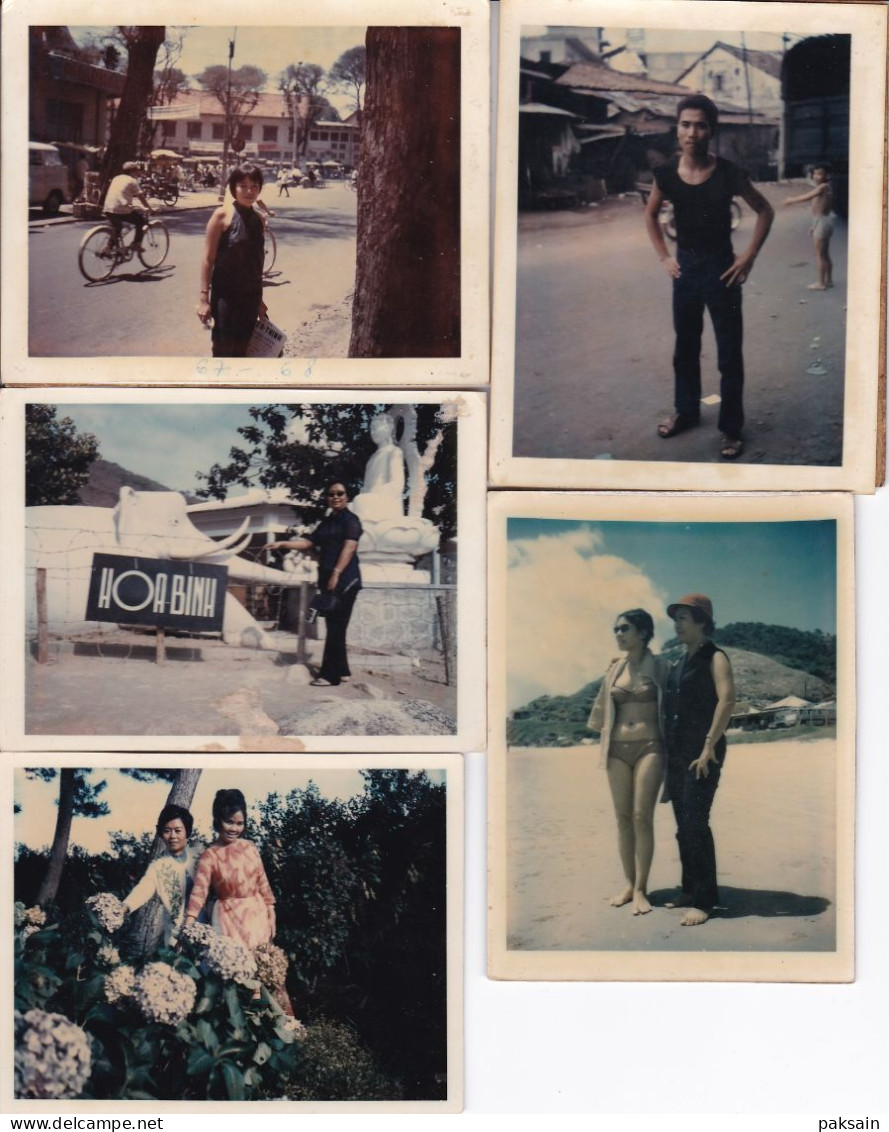 VIETNAM Lot 23 Photos Polaroïd Dancing Pin-up Guerre Enfant Voiture à Pédale Jouet Baptême Saigon Pagode Auto Camion - Asie