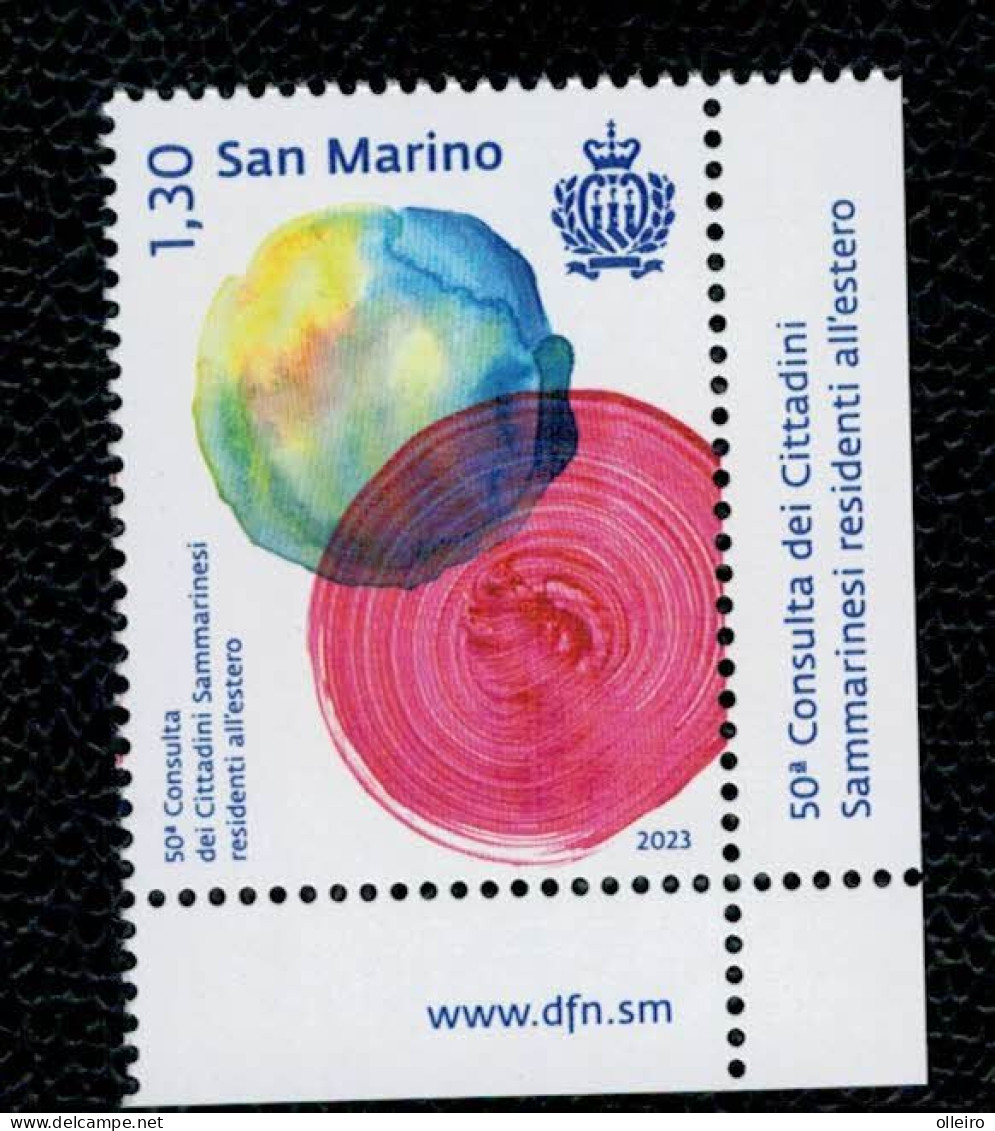San Marino 2023 50a Consulta Dei Cittadini Sammarinesi Residenti All’estero 1v Complete Set **MNH - Nuevos