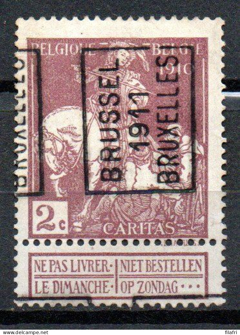 1736 Voorafstempeling Op Nr 89 - BRUSSEL 1911 BRUXELLES -  Positie A - Roulettes 1910-19