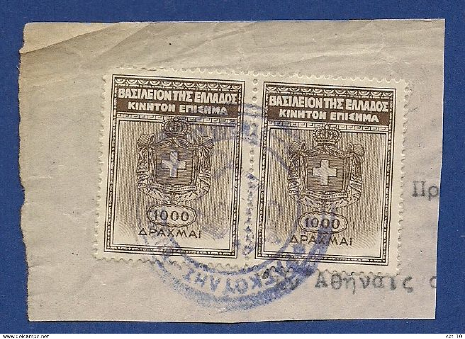 Greece - Kingdom Of Greece 1000dr. X2 Revenue Stamps - Used - Fiscale Zegels