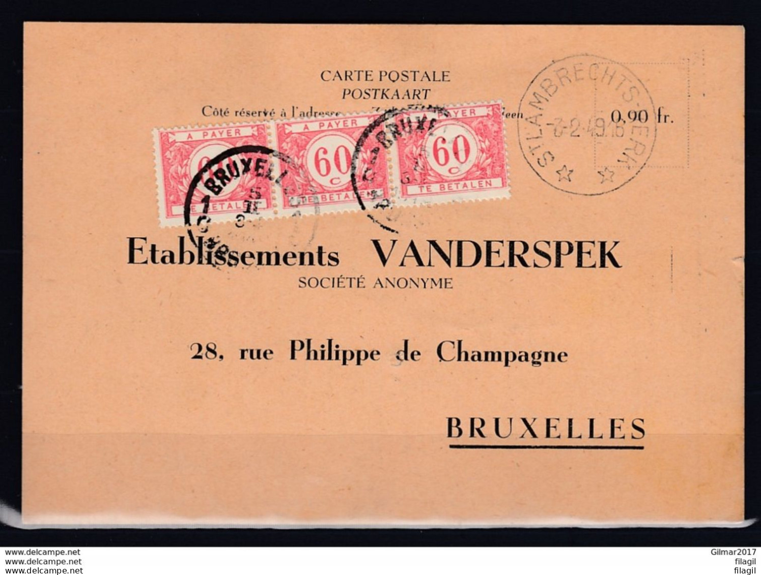 Postkaart Van St Lambrechts Herk (sterstempel) Naar Bruxelles - Lettres & Documents