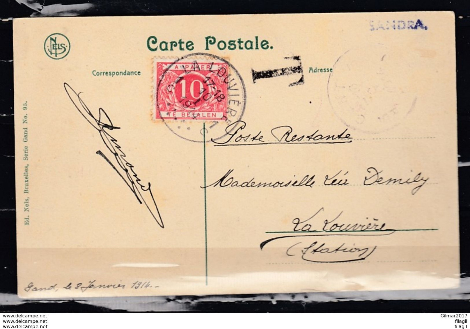 Postkaart Van La Louviere Met Taksstempel Naar La Louviere - Lettres & Documents