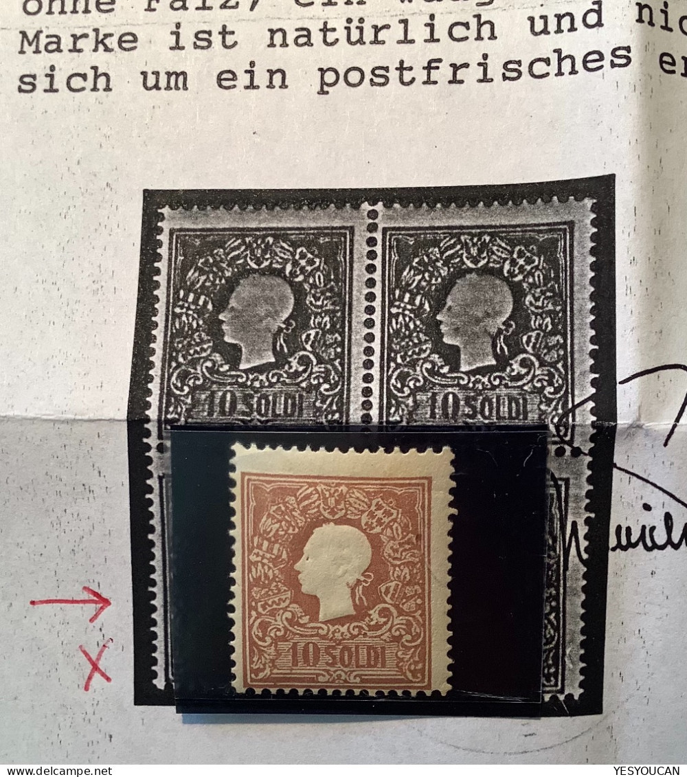 Lombardo Veneto Sa.26= 4000€ RARE **MNH POSTFRISCH 1858 10s Type I (Lombardei-Venetien Österreich Austria Italy - Lombardo-Veneto