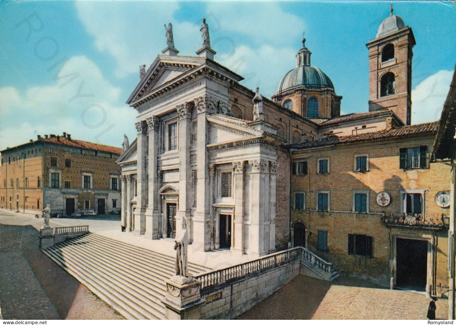 CARTOLINA  URBINO,MARCHE-CATTEDRALE (sec.XVIII)-STORIA,CULTURA,MEMORIA,RELIGIONE,IMPERO ROMANO,VIAGGIATA 1964 - Urbino