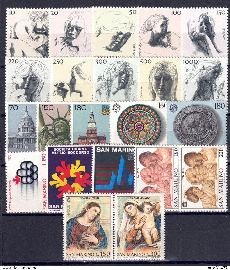 San Marino 1976 - Jahrgang Mit MiNr. 1105 - 1126, Postfrisch ** / MNH - Années Complètes