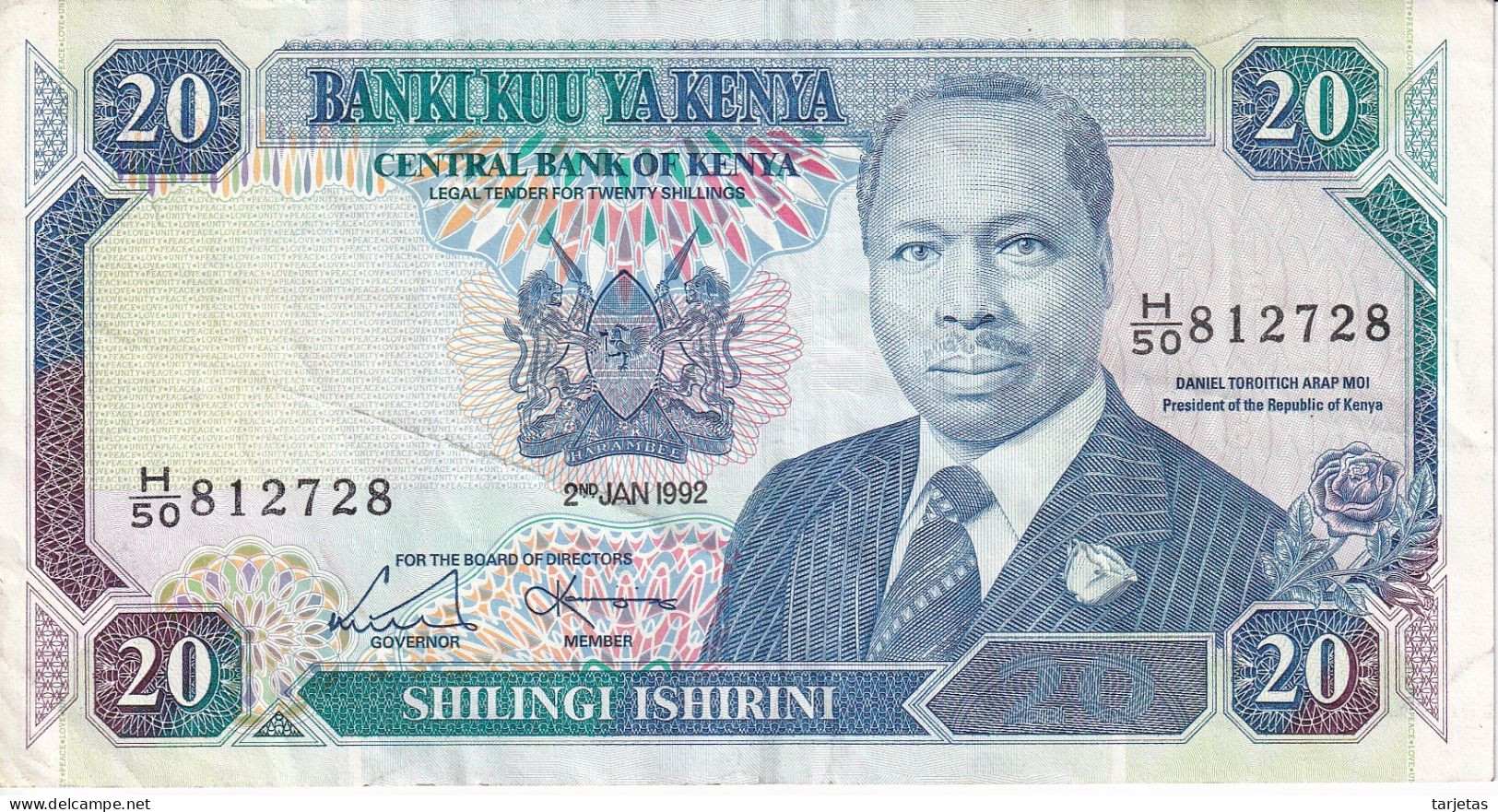 BILLETE DE KENIA DE 20 SHILINGS DEL AÑO 1992 (BANK NOTE) - Kenya