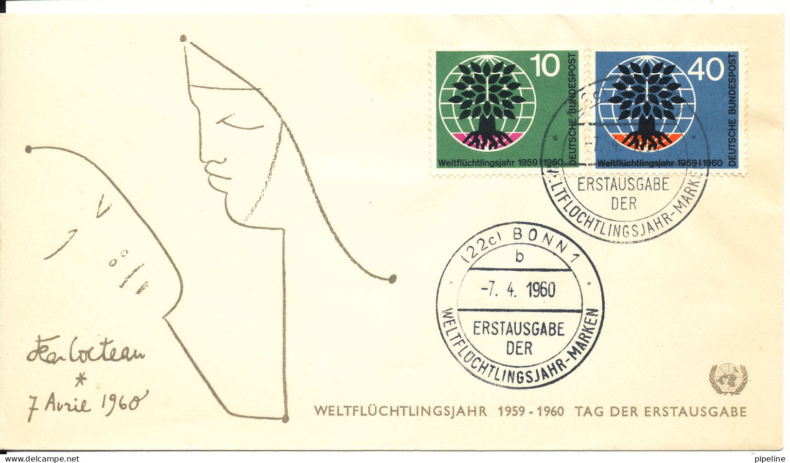 Germany FDC World Refugee Year 7-4-1960 - Vluchtelingen