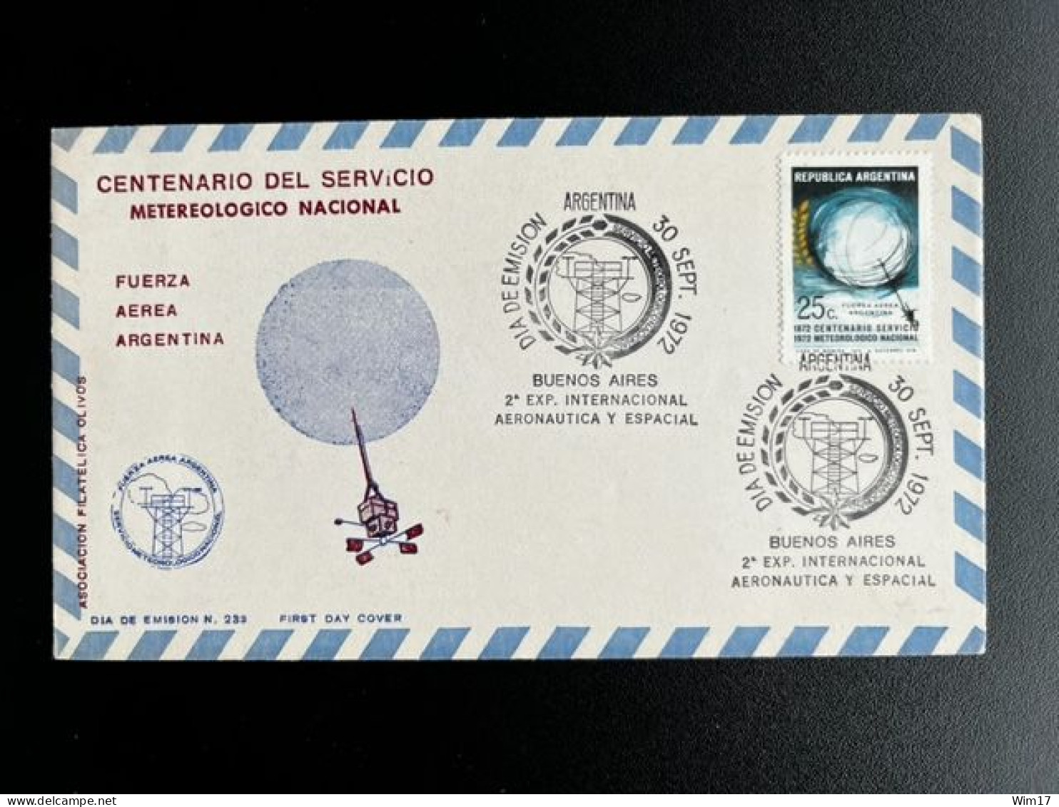 ARGENTINA 1972 SPECIAL COVER 2ND INT. AERONAUTICS AND SPACE EXHIBITION BUENOS AIRES 30-09-1972 - South America