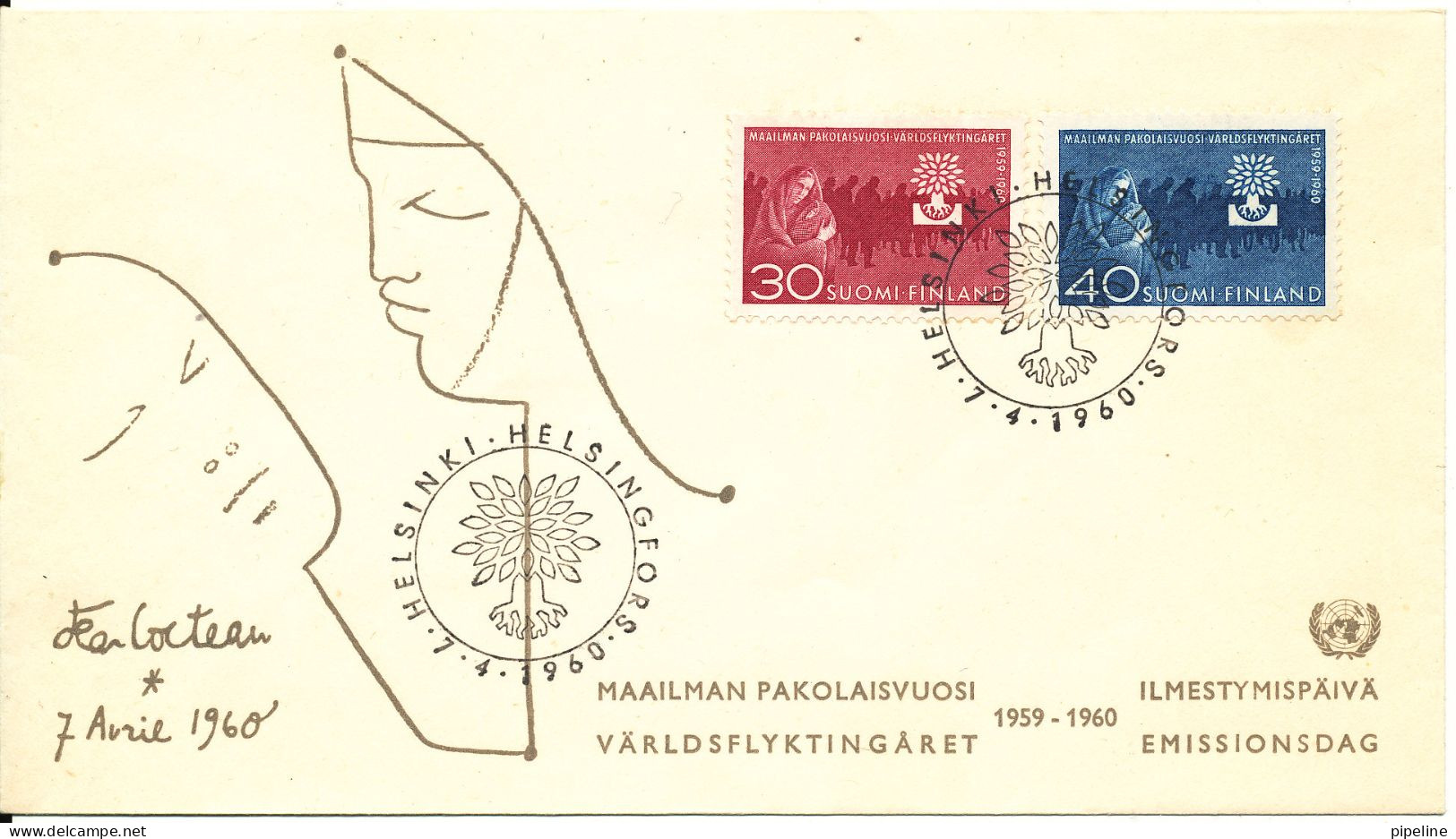 Finland FDC World Refugee Year 7-4-1960 - Vluchtelingen