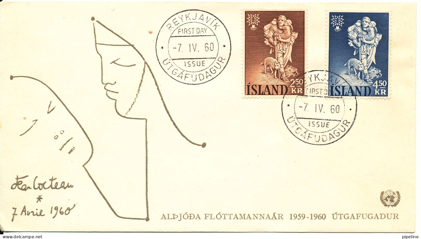 Iceland FDC World Refugee Year 7-4-1960 - Refugiados