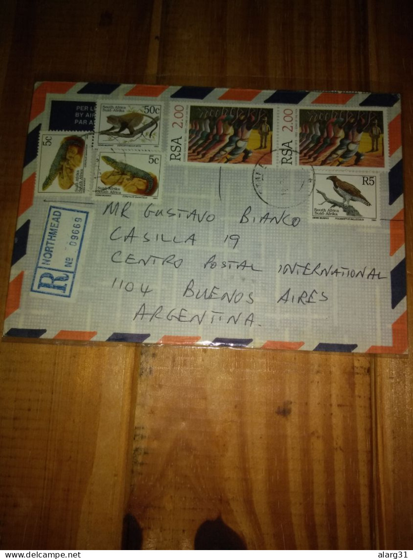 South África.1997.reg .letter To Argentina 2* Ptg Stamps + Wildlife 1993.*4 From Northmead. .e 8 Reg Post Conmems. - Brieven En Documenten