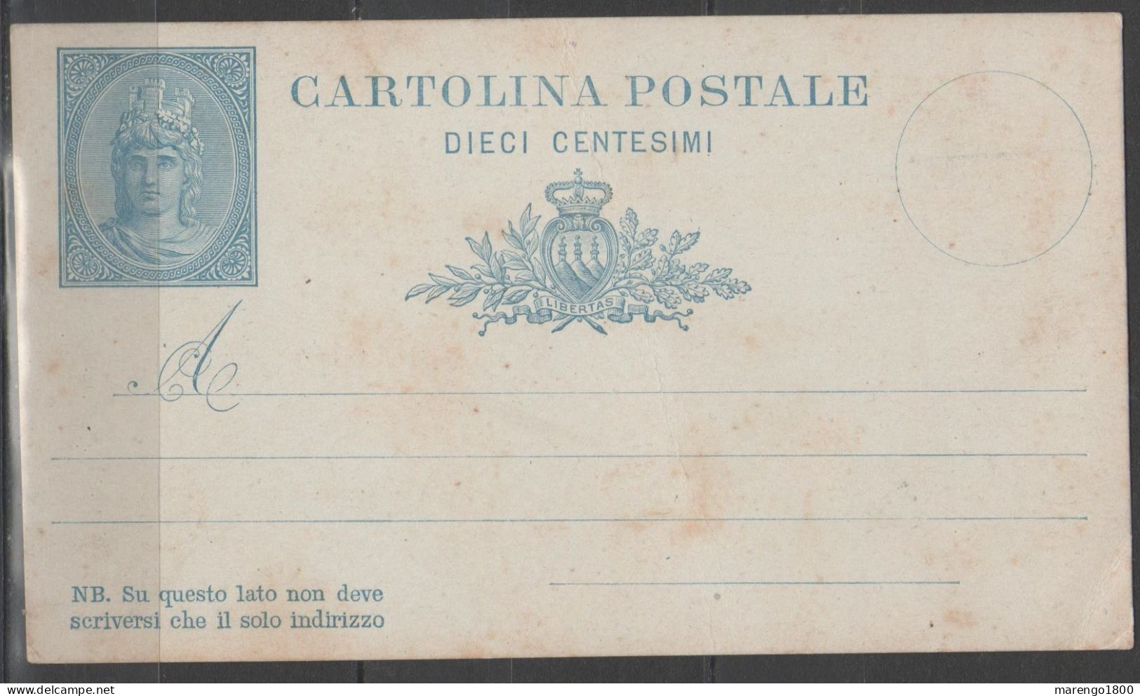 San Marino 1882 - Cartolina Postale 10 C. - Interi Postali