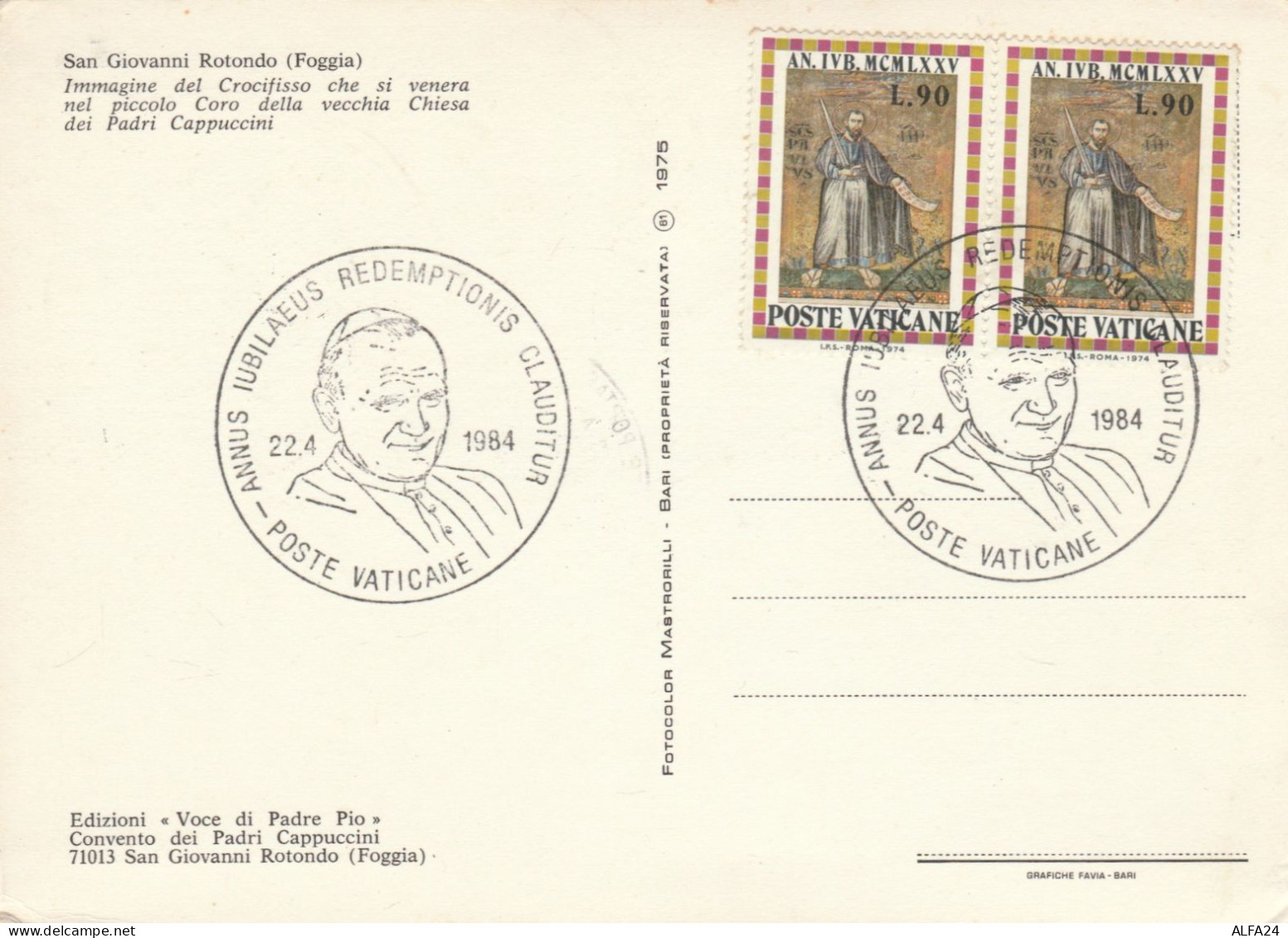 MAXIMUM CARD VATICANO 1984 (MX714 - Cartoline Maximum