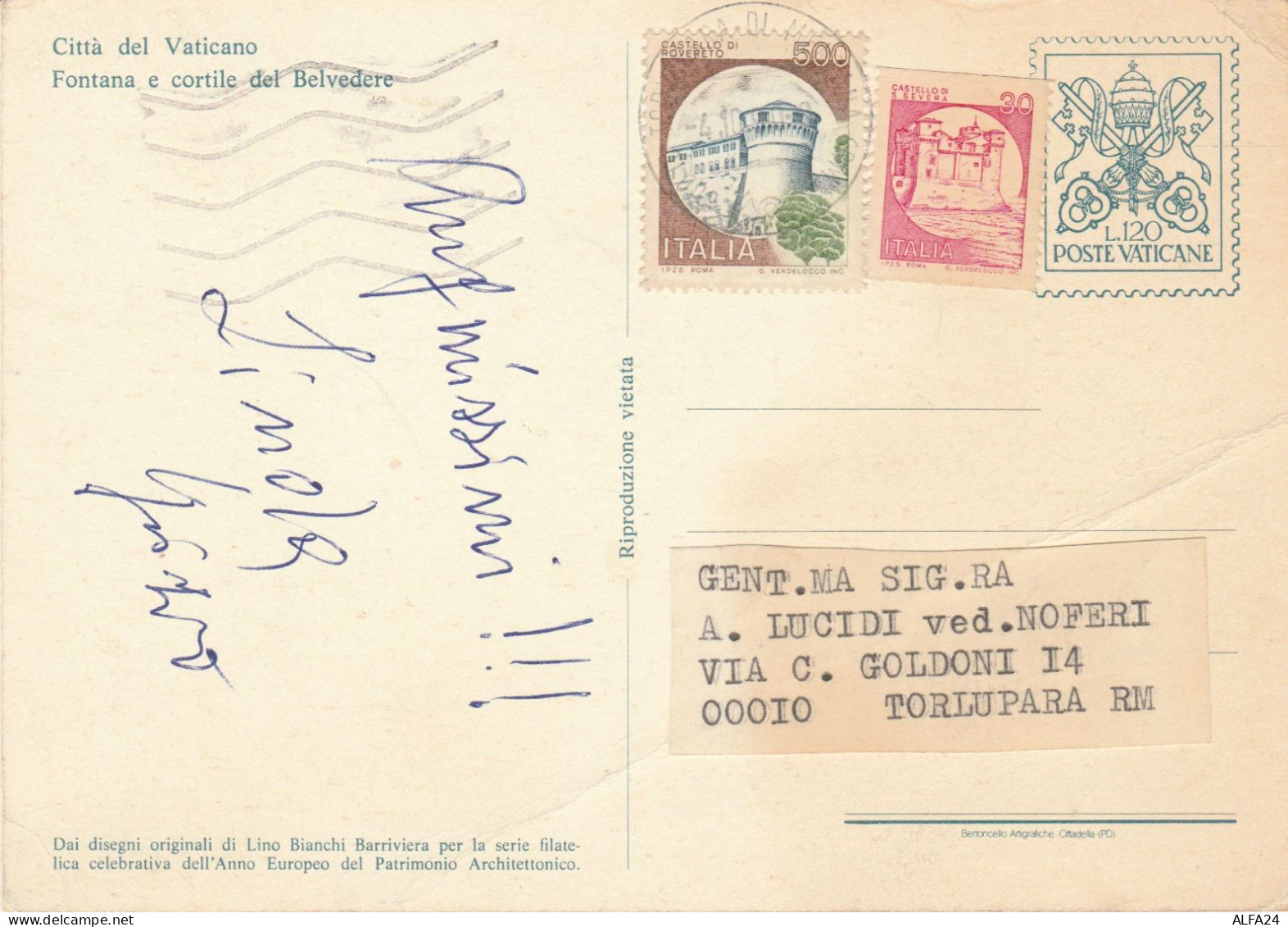 INTERO VATICANO VIAGGIATO FRANCOBOLLI ITALIA AGGIUNTI -piega (MX702 - Enteros Postales