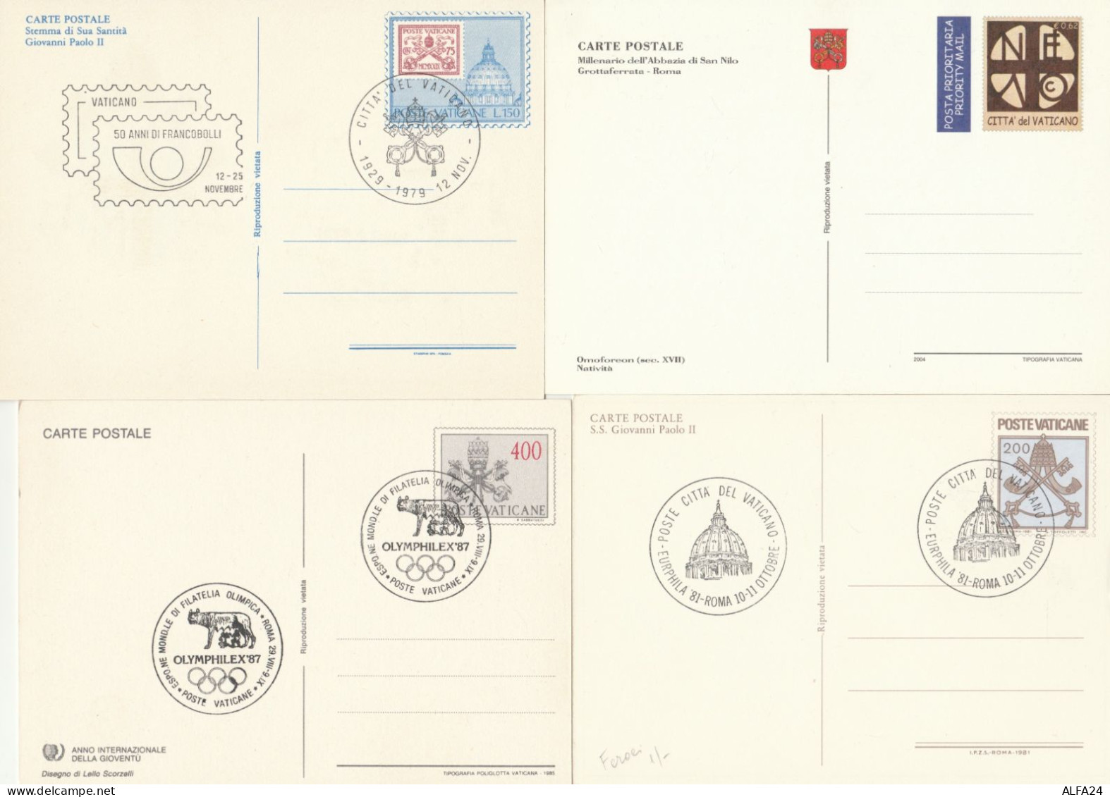 4 INTERI POSTALI VATICANO  (MX608 - Postal Stationeries