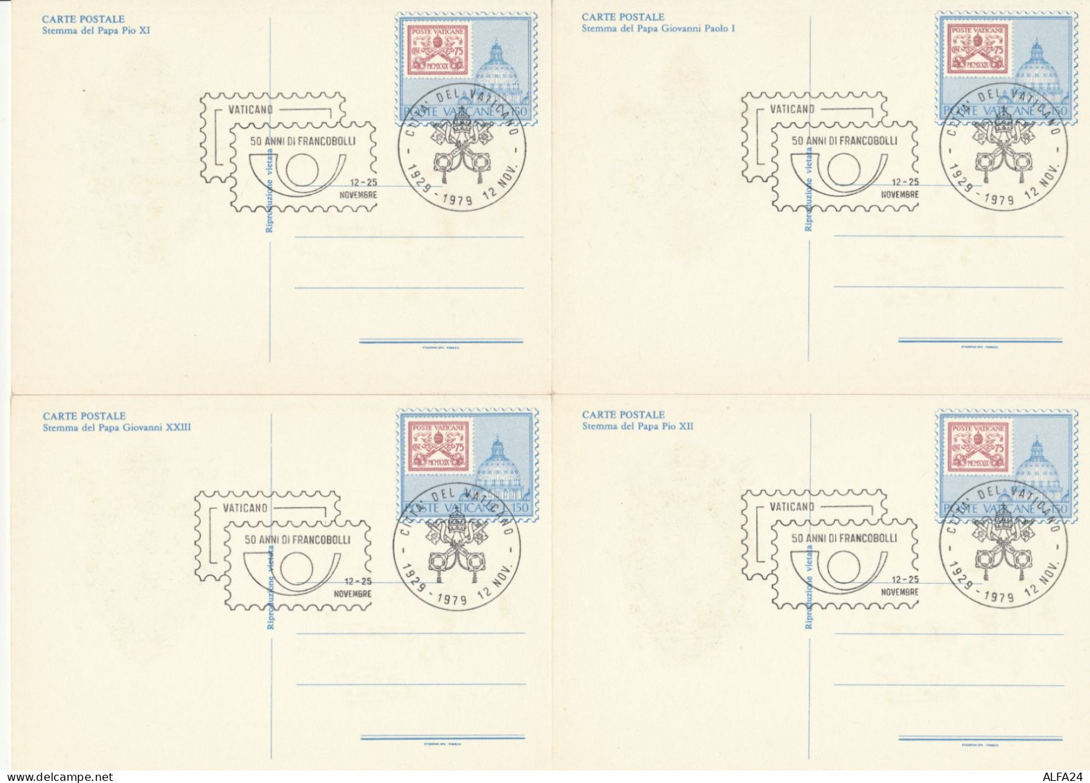 SERIE 6 INTERI POSTALI VATICANO ANNULLATI  (MX588 - Postal Stationeries