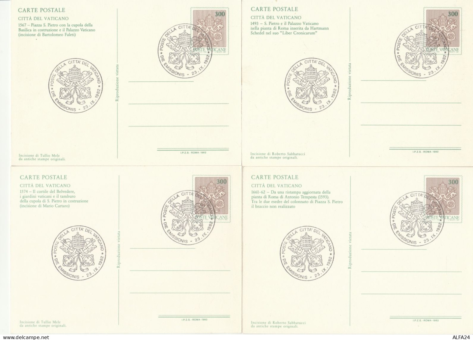 SERIE 4 INTERI POSTALI VATICANO FDC VEDUTE  (MX568 - Enteros Postales