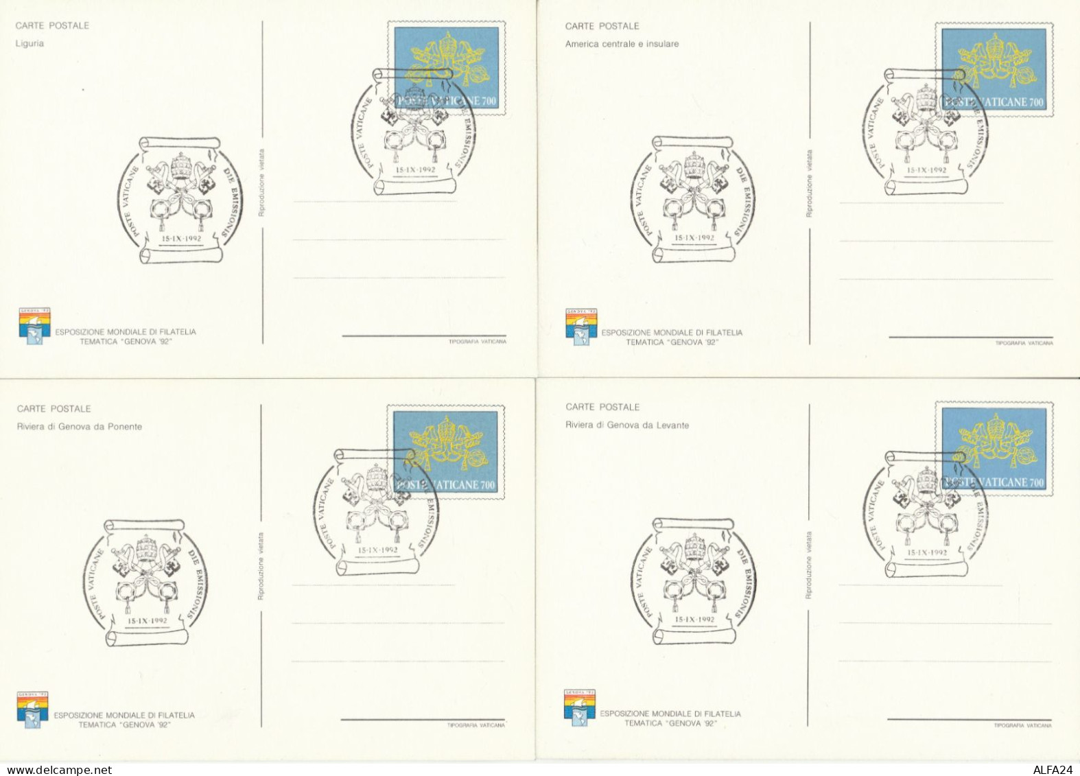 SERIE 3 INTERI POSTALI VATICANO FDC GENOVA 92 (MX487 - Ganzsachen