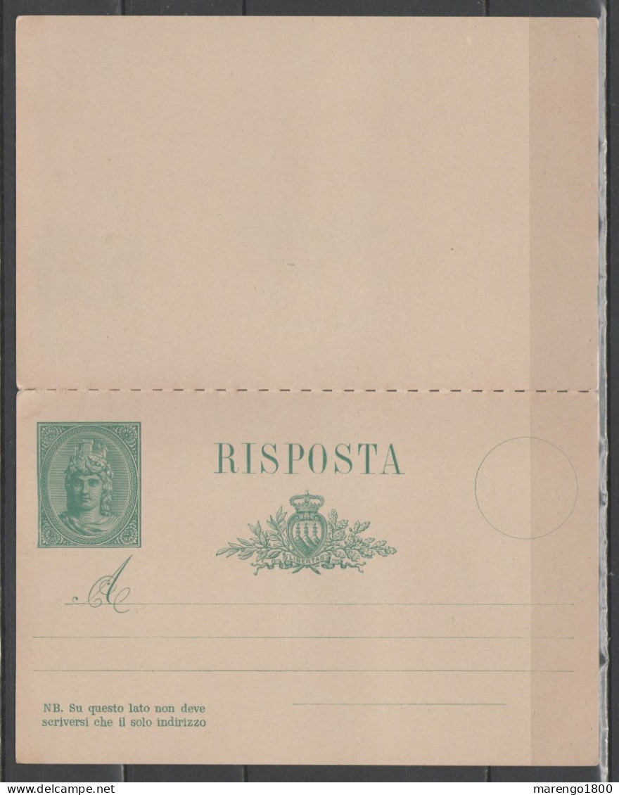 San Marino 1894 - Cartolina Postale 15 C. Con Risposta Pagata - Interi Postali