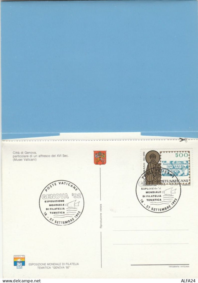 SERIE 3 INTERI POSTALI VATICANO FDC GENOVA 92 (MX485 - Enteros Postales