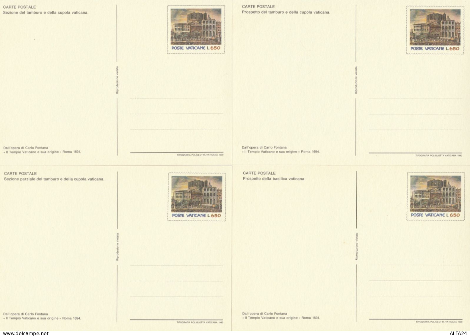 SERIE 4 INTERI POSTALI VATICANO NUOVI PROGETTO BASILICA VATICANA (MX462 - Postal Stationeries